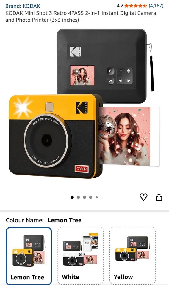 KODAK Mini Shot 3 Retro 4PASS Instant Camera & Printer