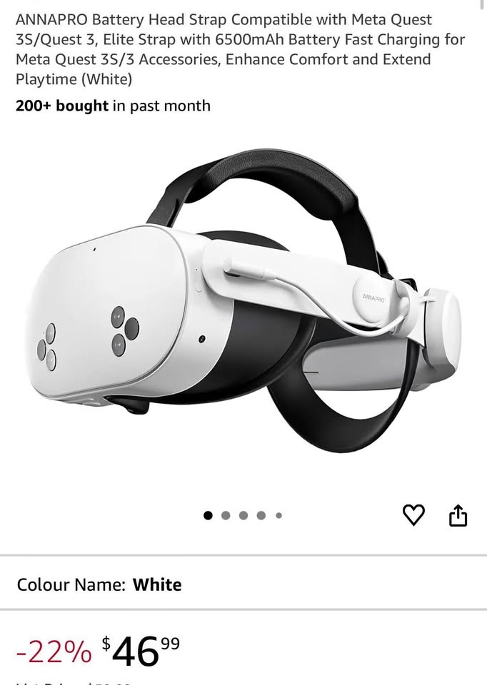 ANNAPRO Battery Head Strap for Meta Quest 3/3S - White