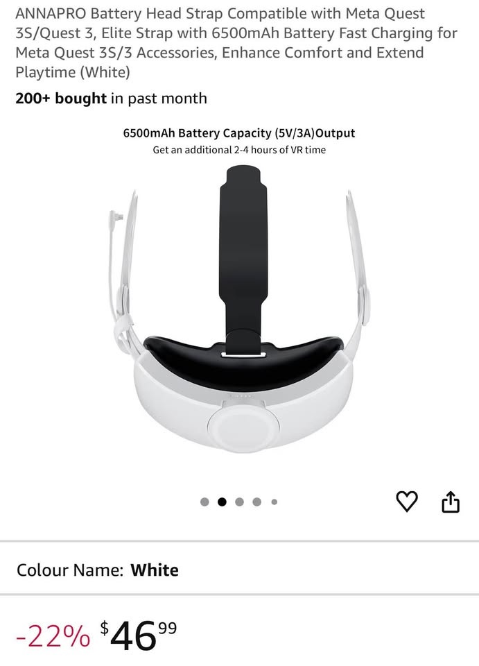 ANNAPRO Battery Head Strap for Meta Quest 3/3S - White - photo 2
