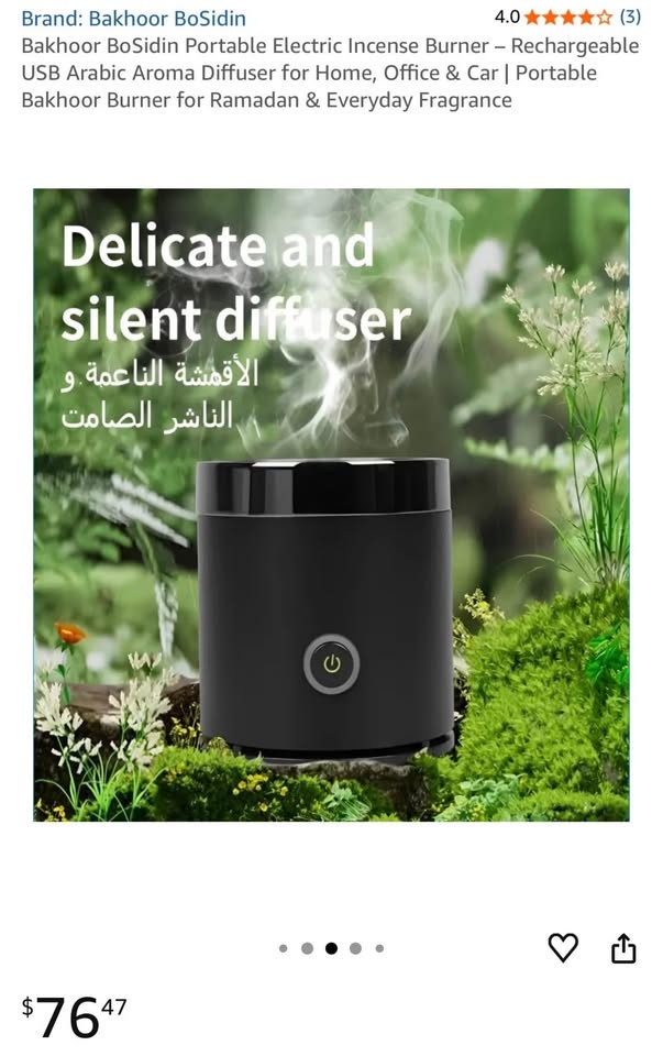 Bakhoor BoSidin Portable Electric Incense Burner - Black - photo 2
