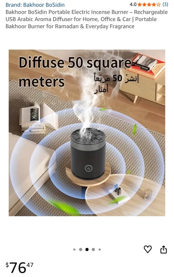Bakhoor BoSidin Portable Electric Incense Burner - Black - photo 3