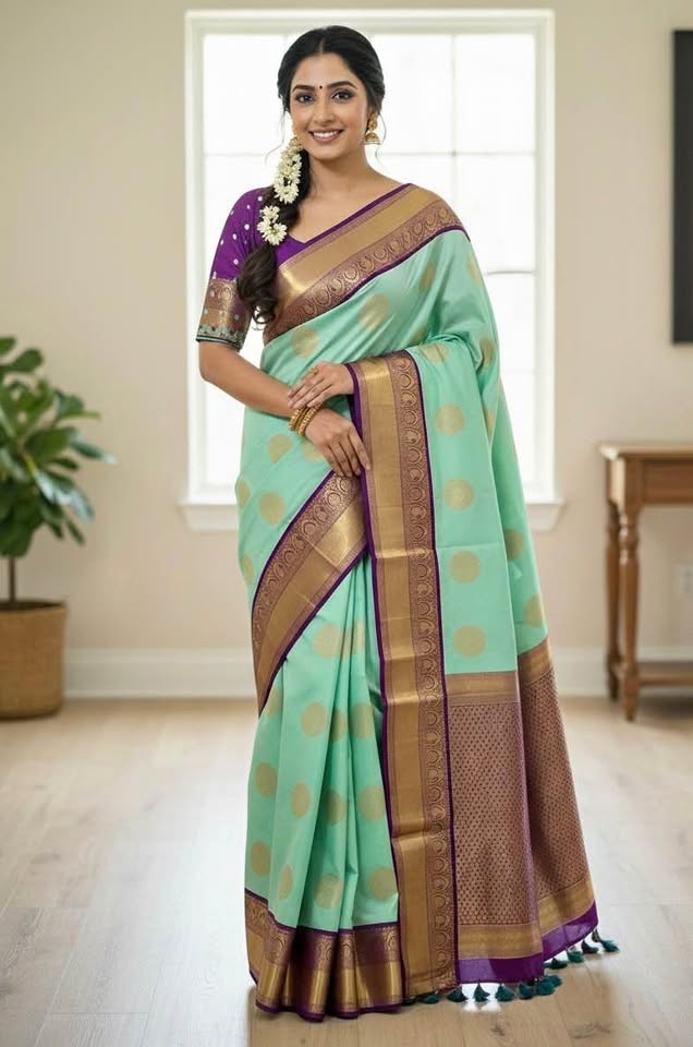Kanchipuram Soft Silk Saree with Ready-to-Wear Blouse