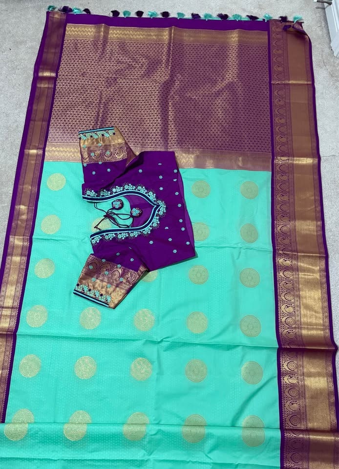 Kanchipuram Soft Silk Saree with Ready-to-Wear Blouse - photo 4