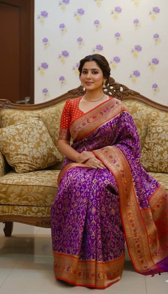 Beautiful Patola Pythani Saree with Ready-to-Wear Blouse (Fits 3 - photo 3
