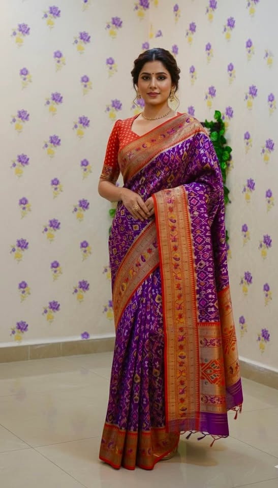 Beautiful Patola Pythani Saree with Ready-to-Wear Blouse (Fits 3 - photo 4