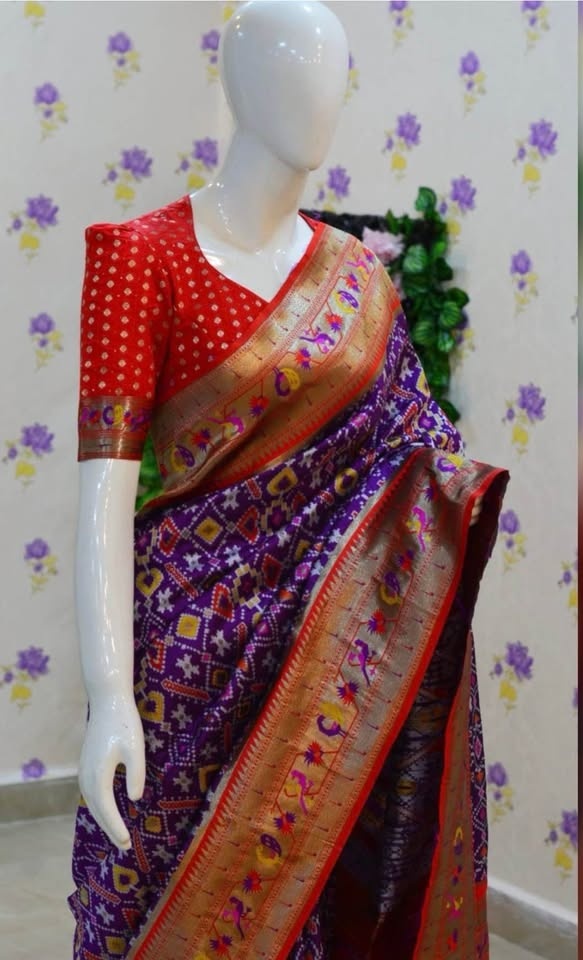 Beautiful Patola Pythani Saree with Ready-to-Wear Blouse (Fits 3 - photo 5