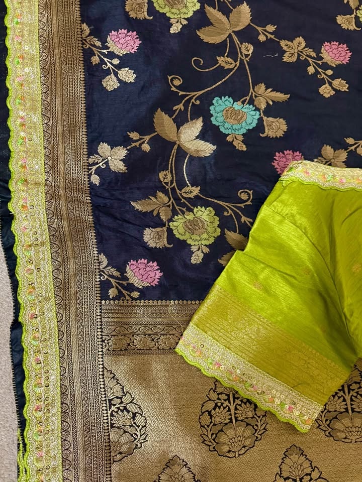 Beautiful Banarasi Silk Saree with Ready-to-Wear Blouse (Fits 32 - photo 2