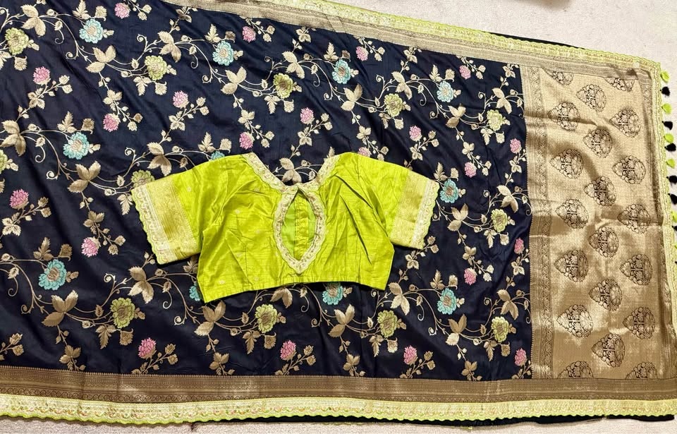 Beautiful Banarasi Silk Saree with Ready-to-Wear Blouse (Fits 32 - photo 3