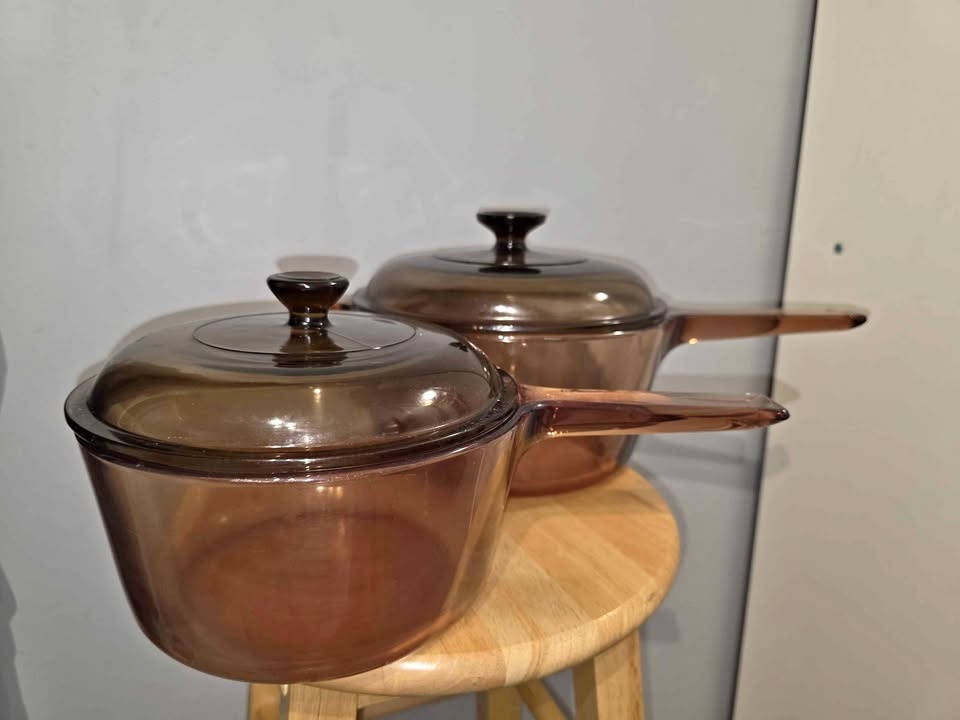 🤎Pyrex Vision Amber Set 2 Pots