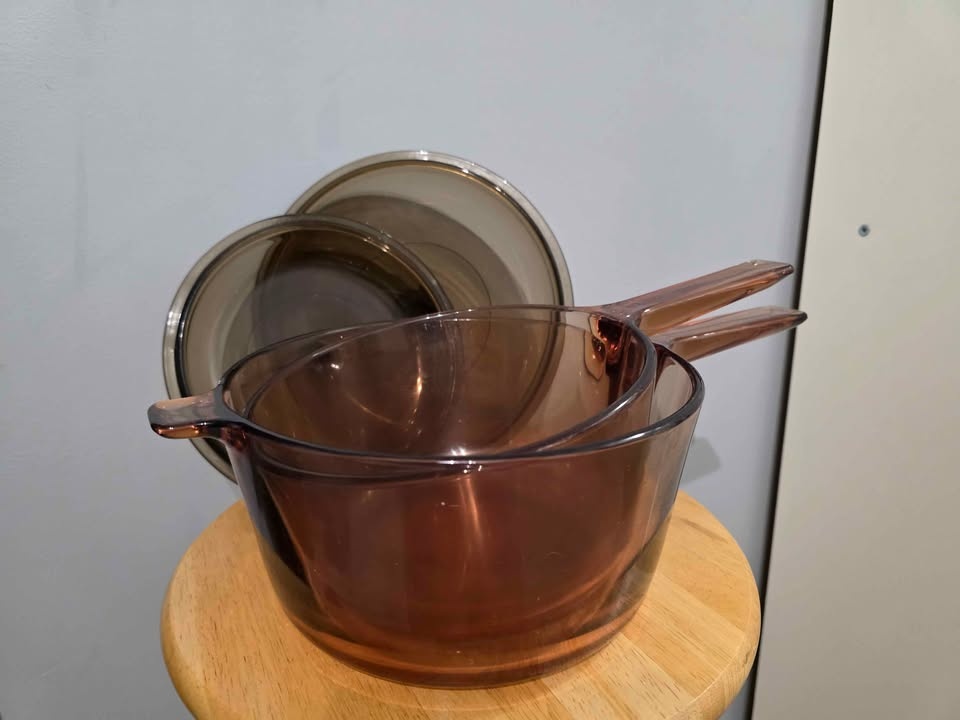 🤎Pyrex Vision Amber Set 2 Pots - photo 2