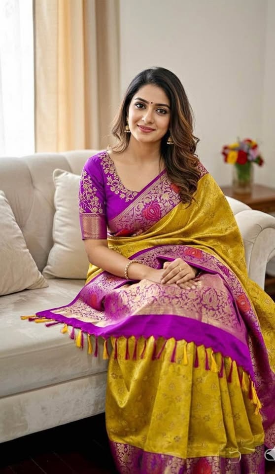 Pure Silk Kanchipuram Saree with Embroidered Blouse (32-46)