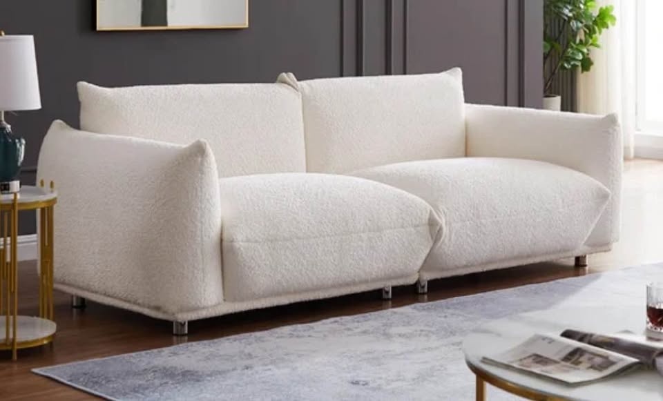 Upholstered 3 Seater Sofa - Lambswool Denetrice 86.5" - photo 3