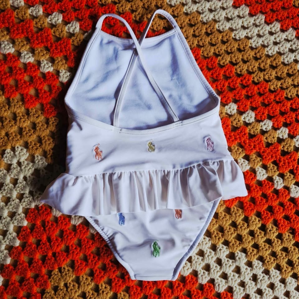 Ralph Lauren Baby 6M White One Piece Swimsuit Skirt Ruffle Horse - photo 4