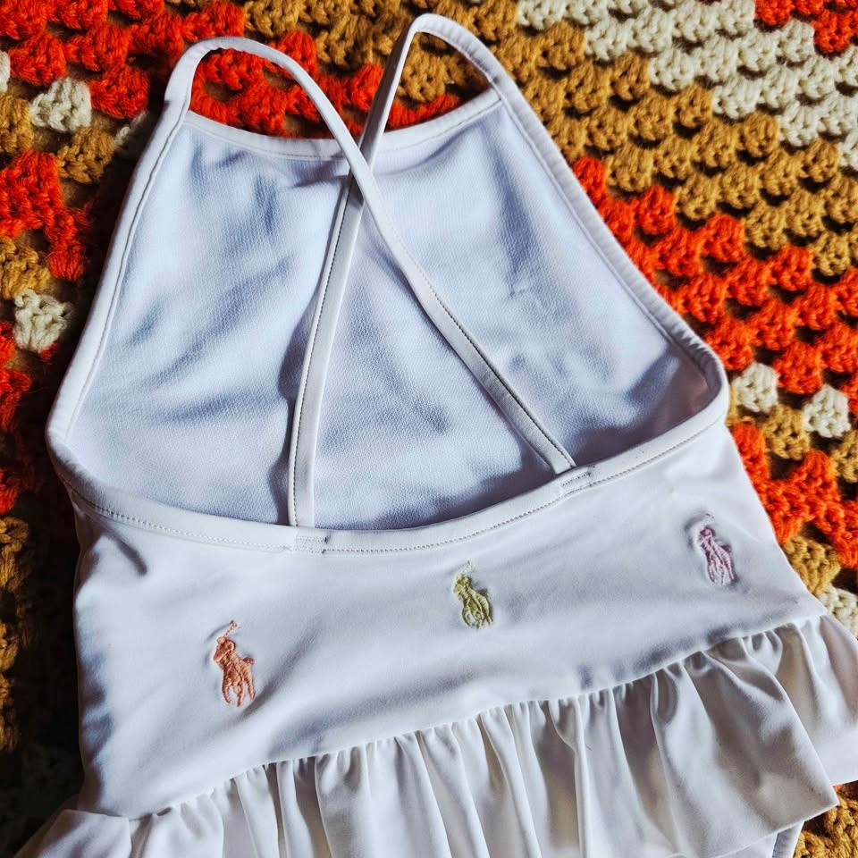 Ralph Lauren Baby 6M White One Piece Swimsuit Skirt Ruffle Horse - photo 5