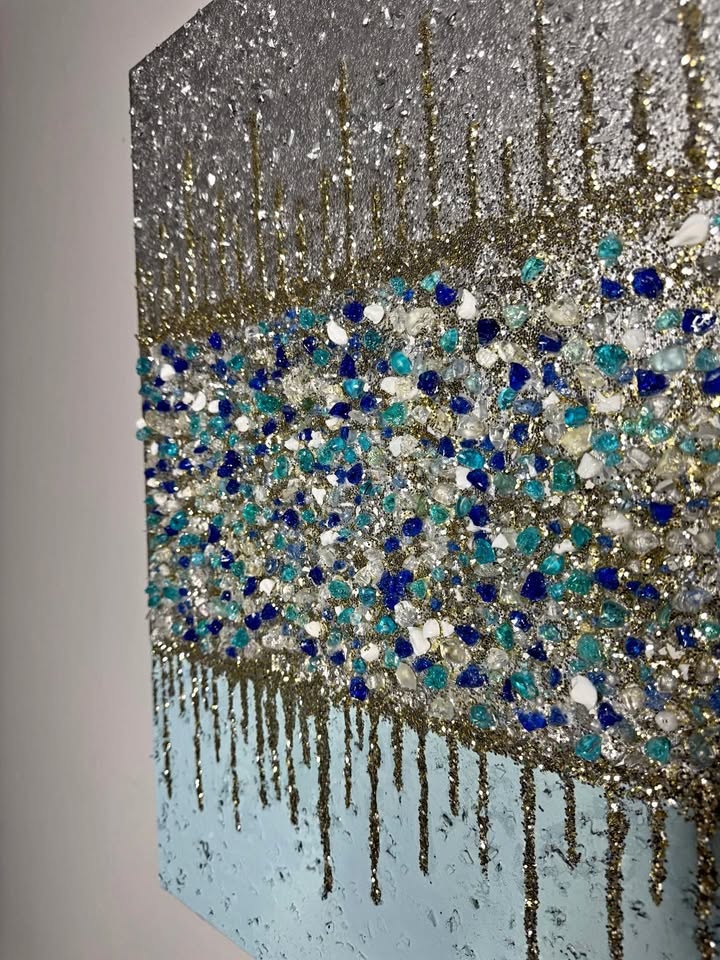 Crushed Gems Stones Glass Wall Art