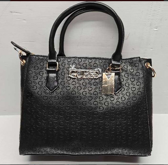 GUESS Black Embossed GG Logo Tote Bag - Gold