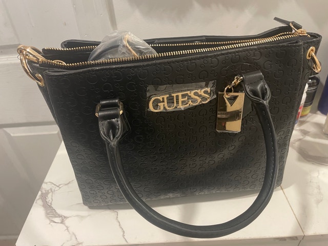 GUESS Black Embossed GG Logo Tote Bag - Gold - photo 3