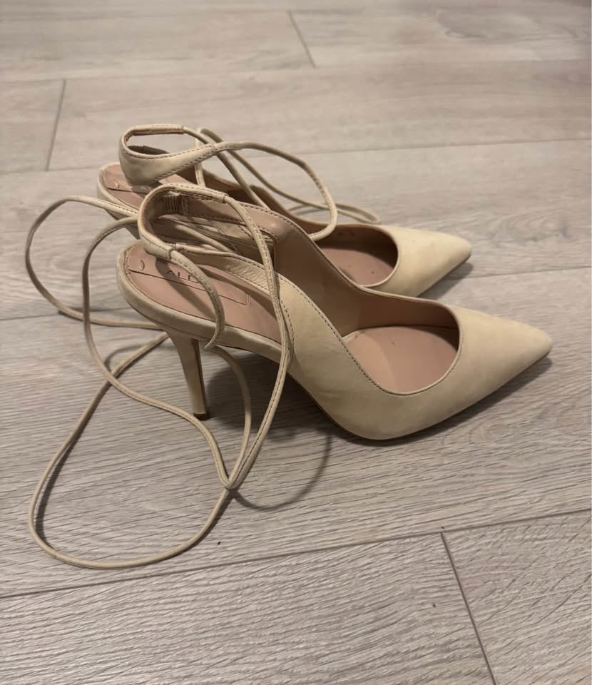 ALDO nude pointed toe stiletto lace-up heels - photo 2