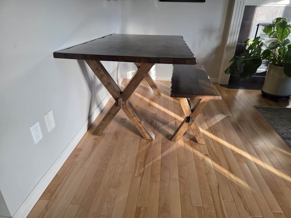 Live Edge Hardwood Dining Table & Bench - photo 2