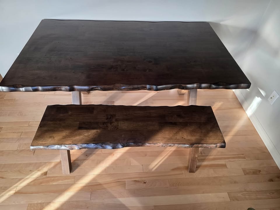 Live Edge Hardwood Dining Table & Bench - photo 3