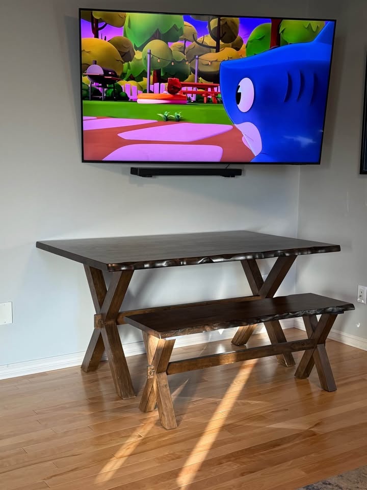 Live Edge Hardwood Dining Table & Bench - photo 4