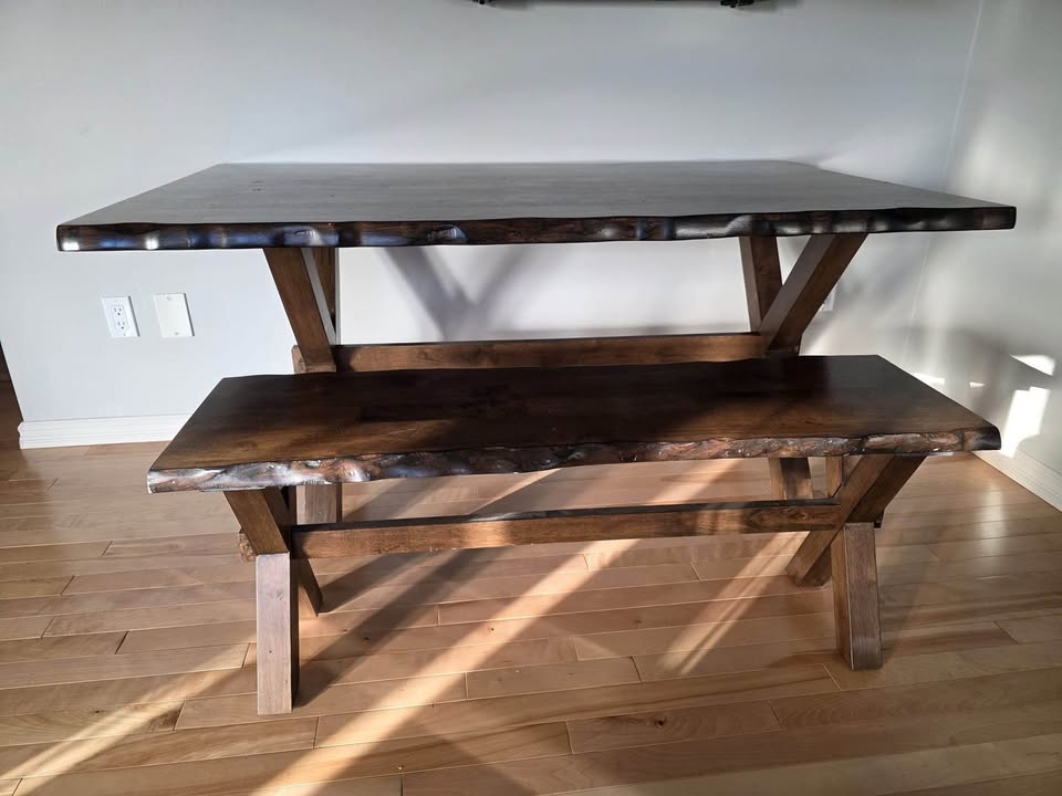 Live Edge Hardwood Dining Table & Bench - photo 5
