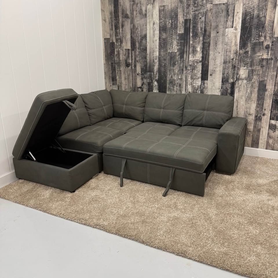 Dark Grey Sleeper Storage Sectional - photo 2
