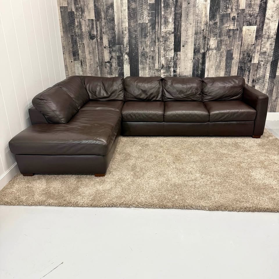 Natuzzi Brown Leather Sectional