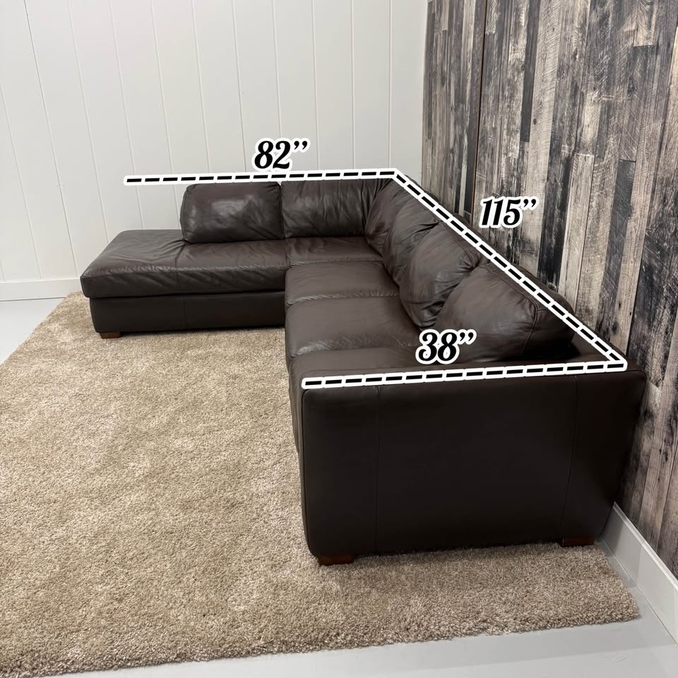 Natuzzi Brown Leather Sectional - photo 3