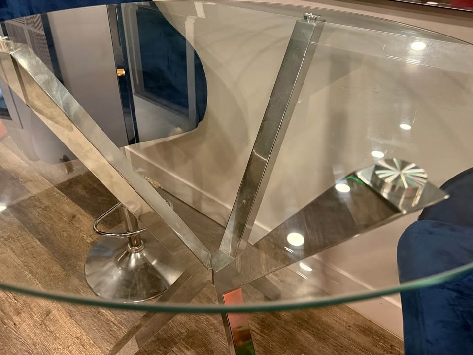 High Dining Glass Table with Two Barstool Chairs - photo 5