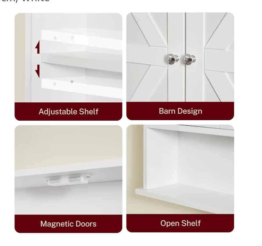 Wall mounted Cabinet Barn Door Adjustable Shelf - photo 4
