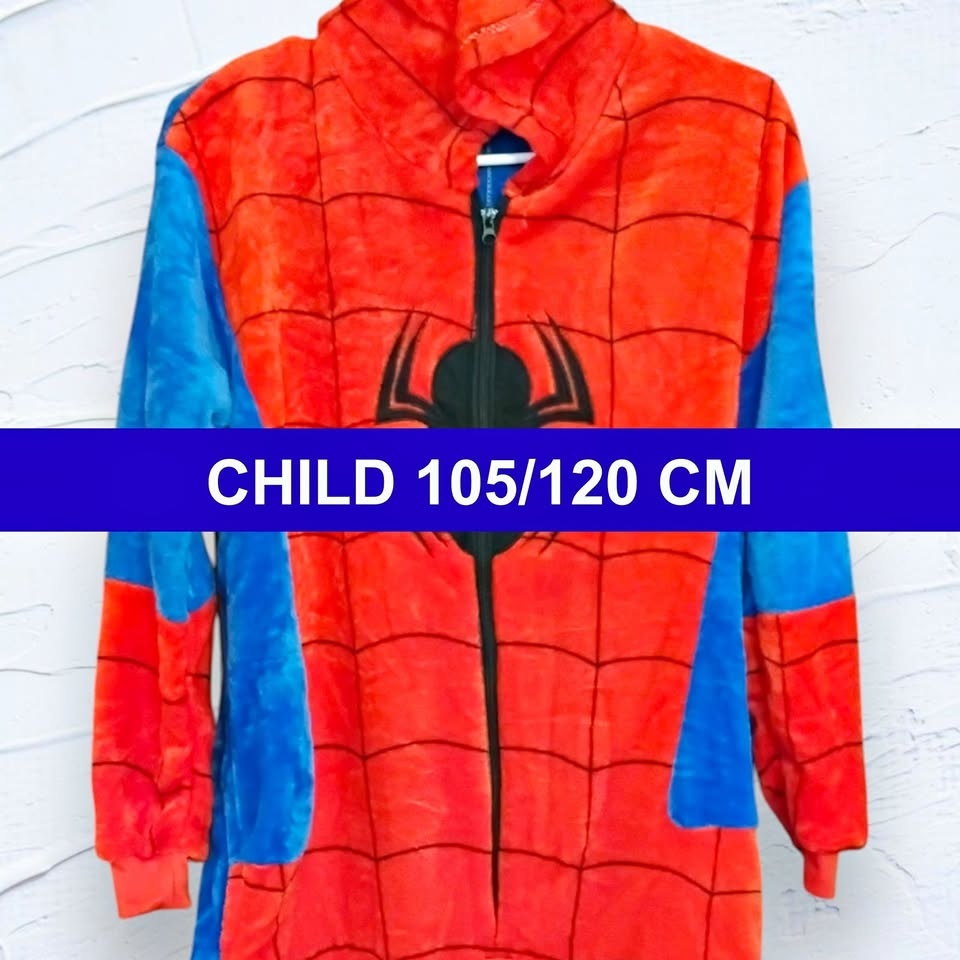 Spiderman Pajamas One Piece Union Suit Hood Child XS