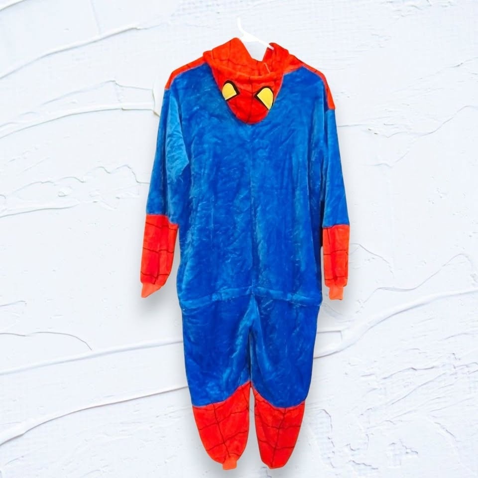 Spiderman Pajamas One Piece Union Suit with Hood Adult Small - photo 5
