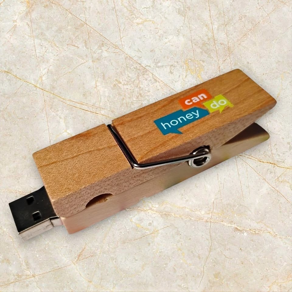 Real Wood Clothespin USB Stick - Unique & Funny