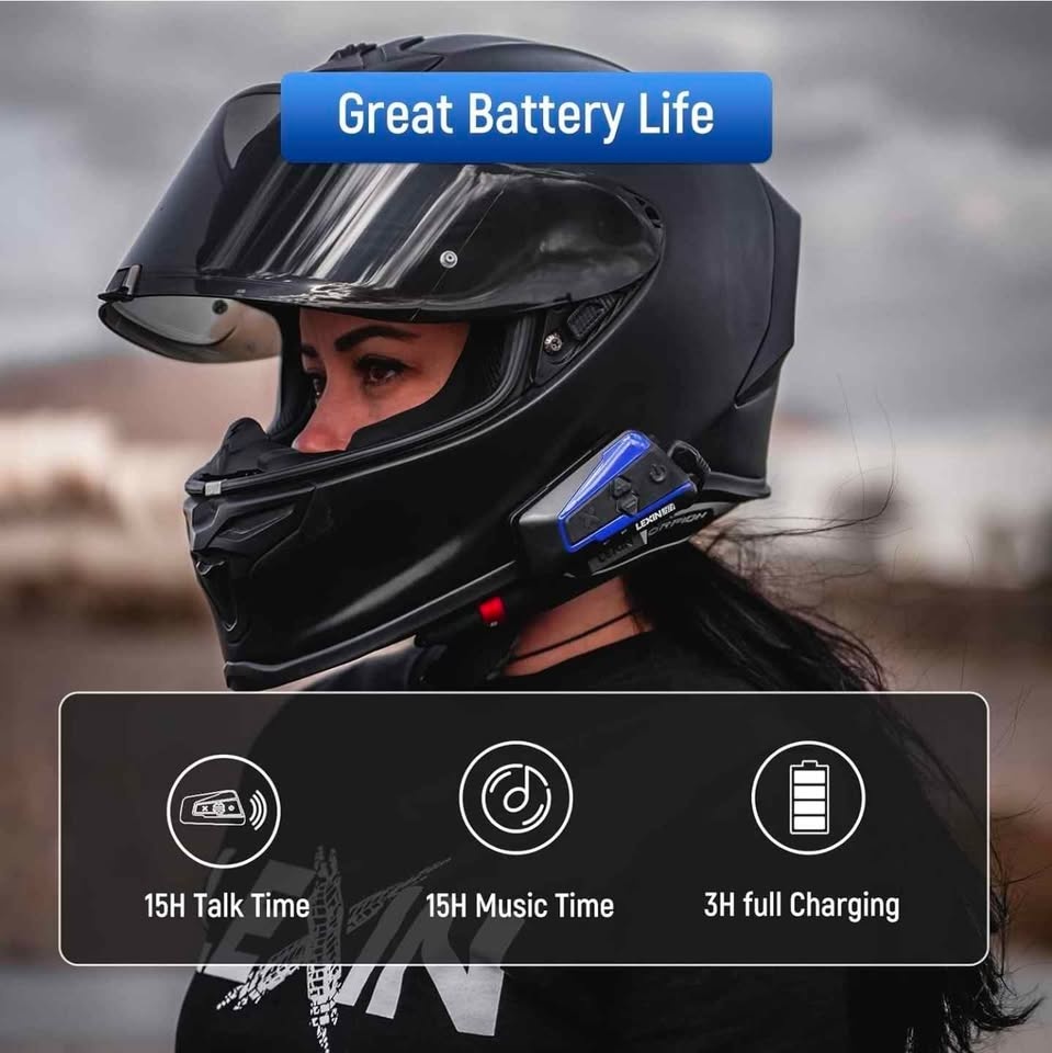 LEXIN Motorcycle Bluetooth Headset 2 Pack - photo 3