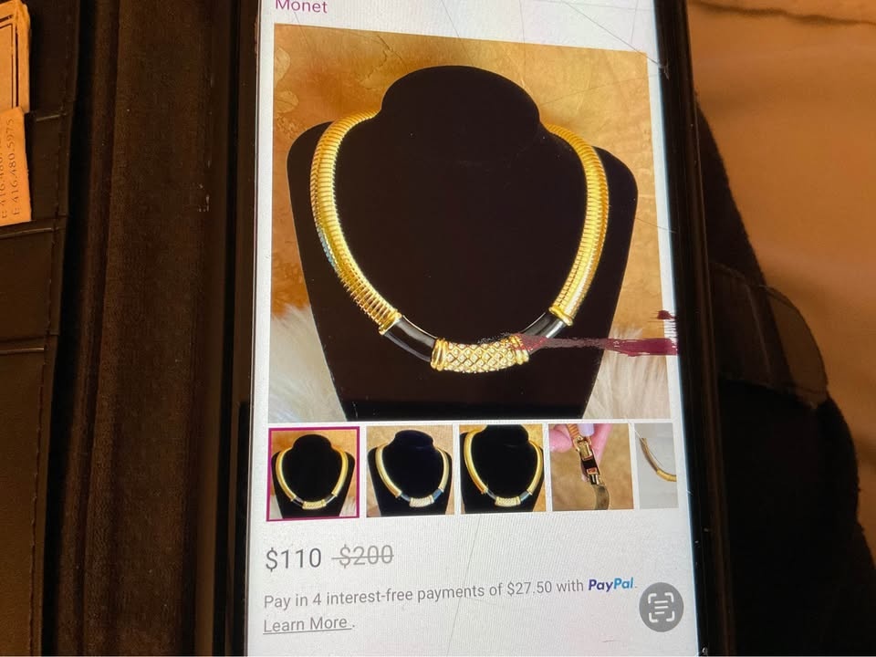 Vintage Monet Collar Necklace & Earrings Set - photo 2