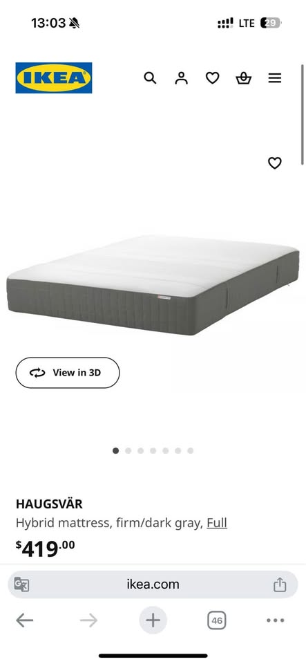Full/double medium firm hybrid mattress HAUGSVÄR moving sale - photo 4