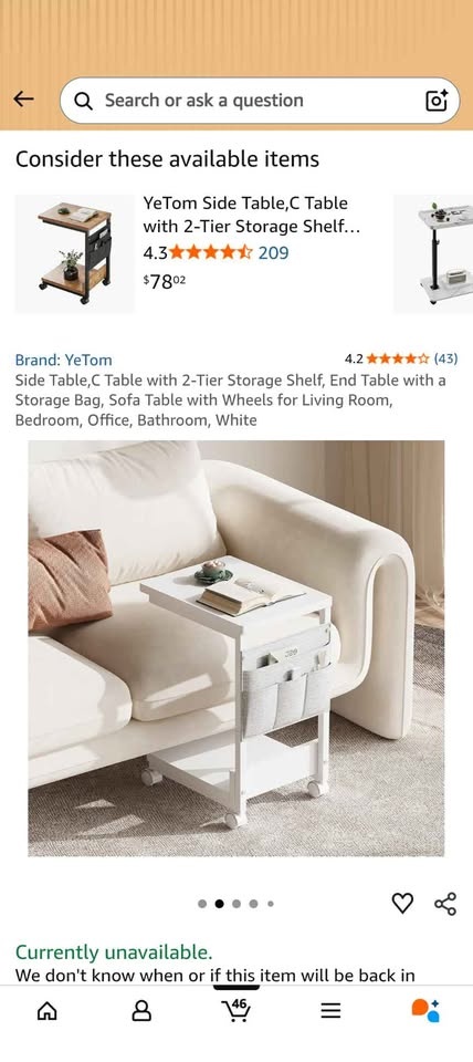 C Table with 2-Tier Storage Shelf & Bag - photo 2