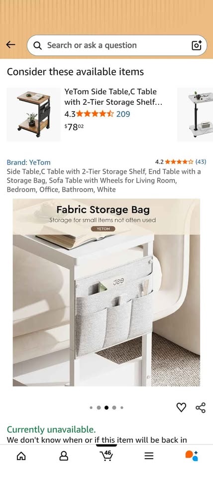 C Table with 2-Tier Storage Shelf & Bag - photo 5