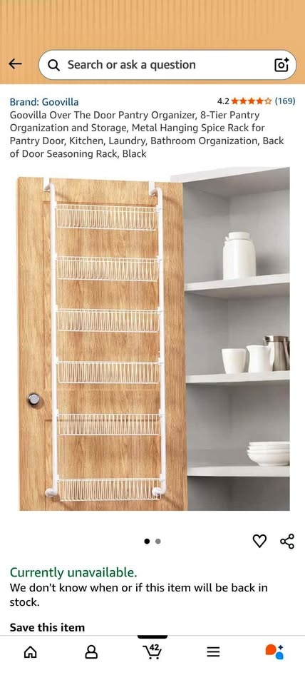Goovilla Over The Door Pantry Organizer, 8-Tier
