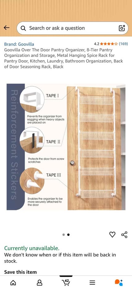 Goovilla Over The Door Pantry Organizer, 8-Tier - photo 2