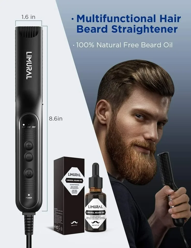 new in box 3in1 Heated Beard Straightener image indicator(2)