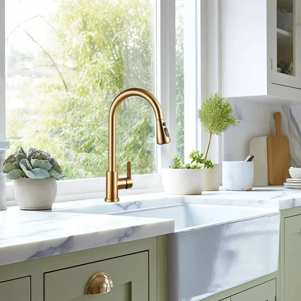 New in box modern gold kitchen faucet thumbnail