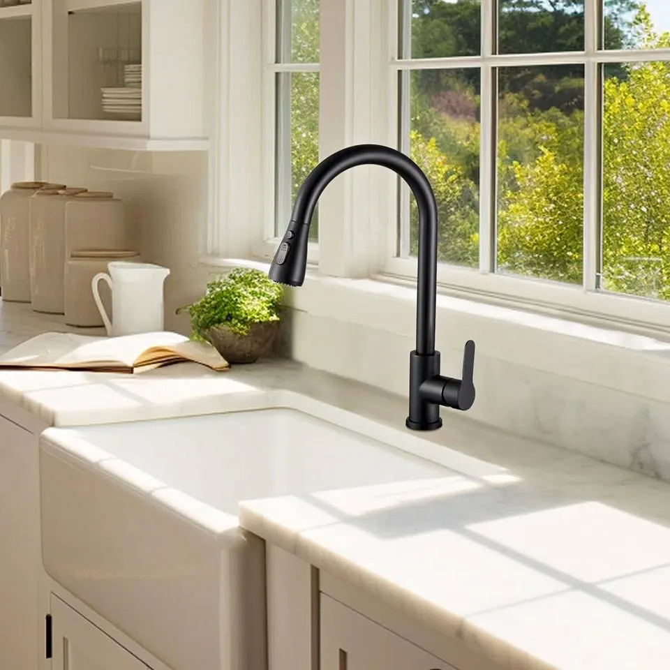 New in box modern black kitchen faucet thumbnail