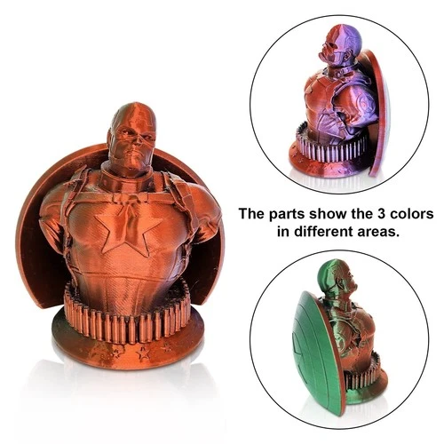 YOUSU Triple Color Silk PLA Filament 1.75mm Shiny 3D Printer - photo 3
