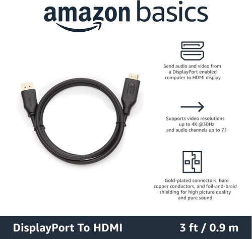 Amazon Basics DisplayPort to HDMI Cable, 3FT - photo 2