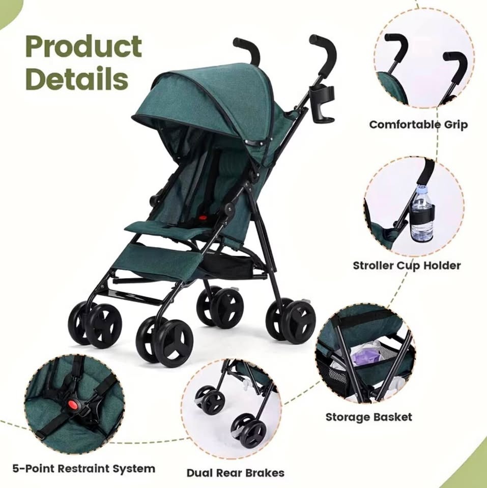 New Dark Green Lightweight Stroller
