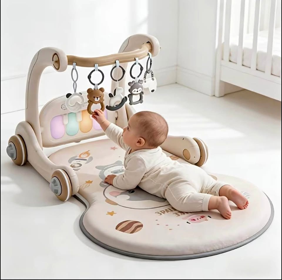BNIB White 3-in-1 Baby Activity Play Mat Walker Piano Gym