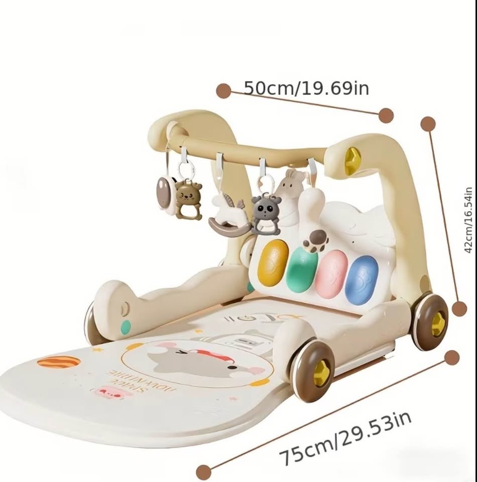 BNIB White 3-in-1 Baby Activity Play Mat Walker Piano Gym - photo 2