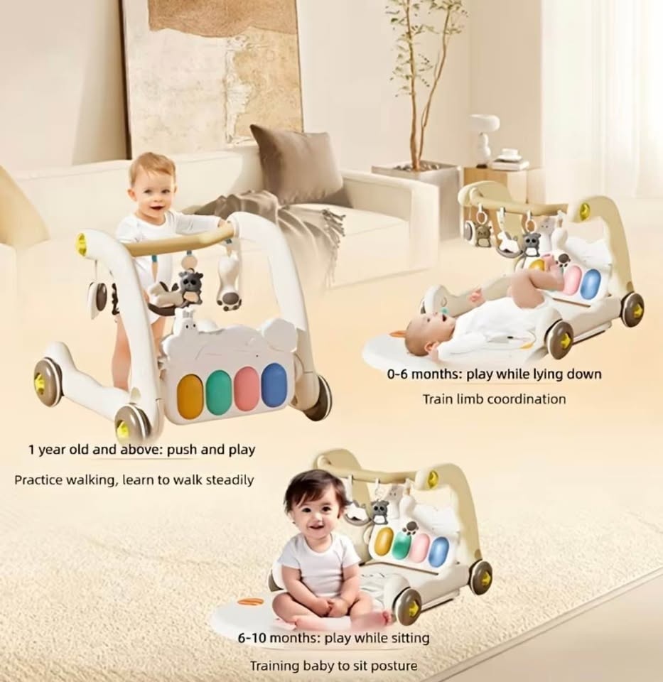 BNIB White 3-in-1 Baby Activity Play Mat Walker Piano Gym - photo 3